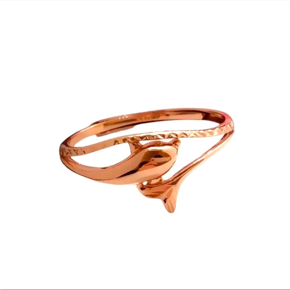 Sterling silver with rose gold over sizable dolphins ring